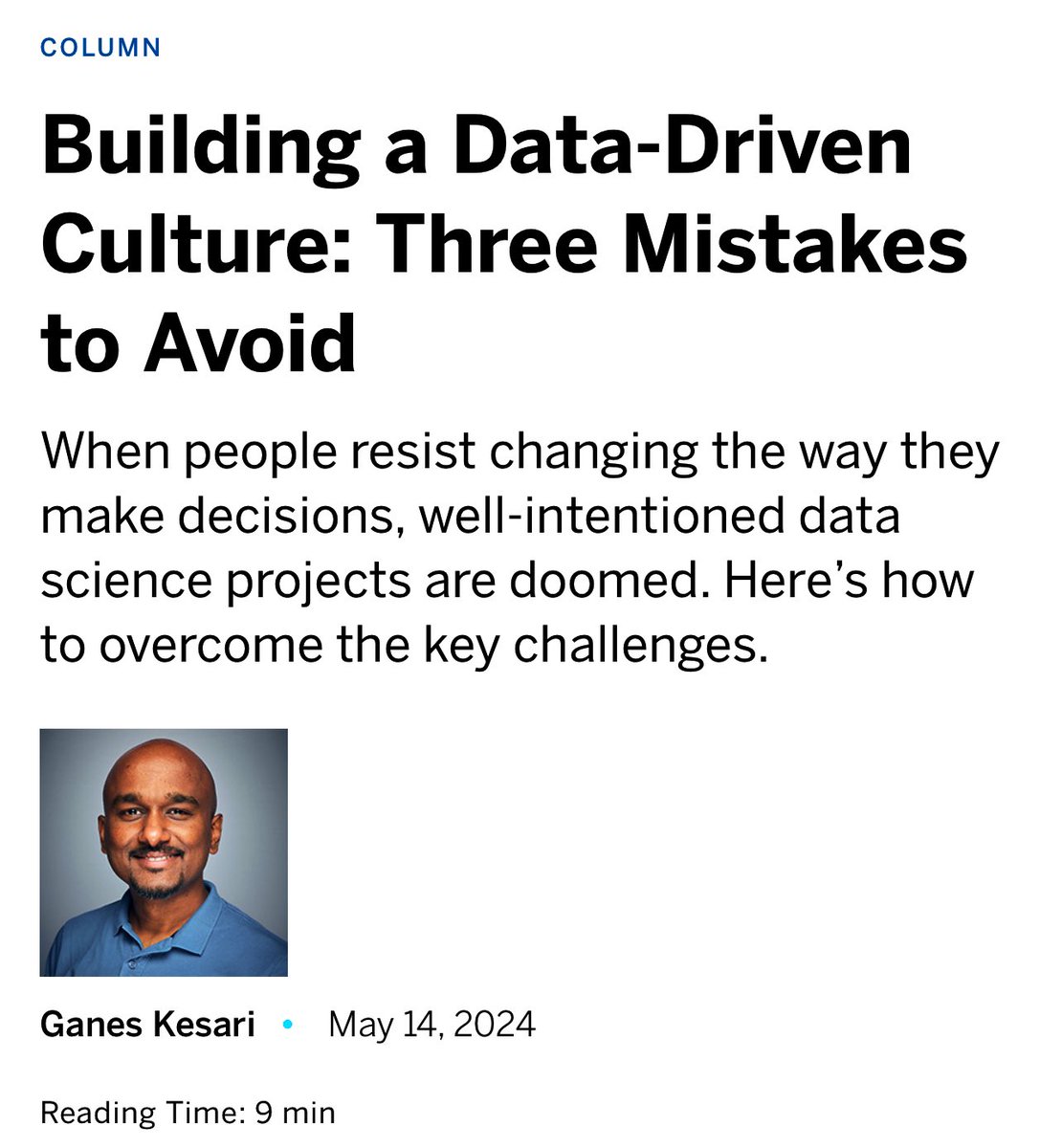 Build a psychologically safe #CognitiveCulture—in which to effectively build a #DataDrivenCulture. Thinking supports learning. Learning expands knowledge. Knowledge about ways to #think about data’s impact on thinking—i.e., #metacognition—makes data understandable and actionable.