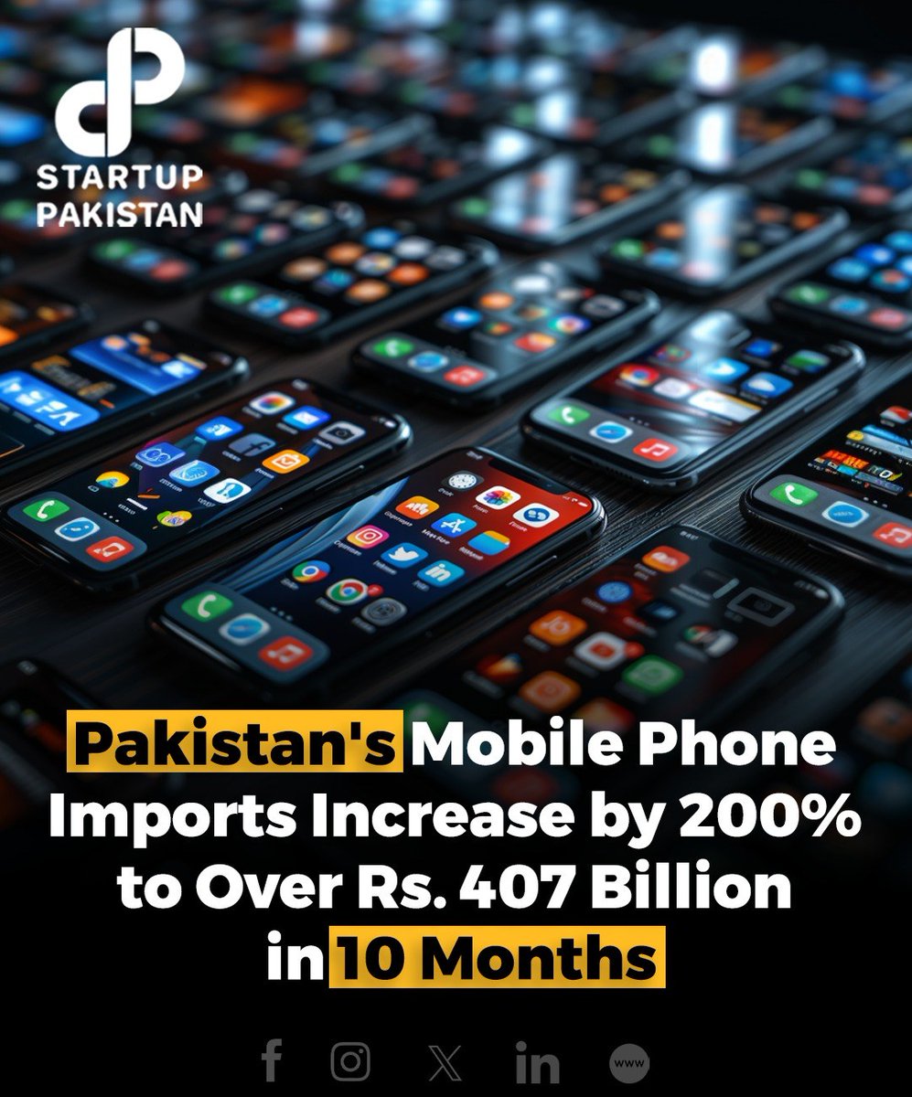 Pakistan's mobile phone imports soared by 209% to $1.462 billion in the first 10 months of FY24, compared to $473.287 million in the same period last year. #Pakistan #MobileImports #TelecomGrowth #FY24 #LocalManufacturing #EconomicTrends