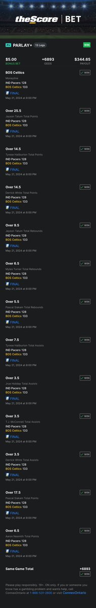 This is the most surgical parlay I’ve hit in my entire life. Shout out to Derrick White for making me sweat all the way to the last minute of overtime for his leg to hit 😂 #GamblingX