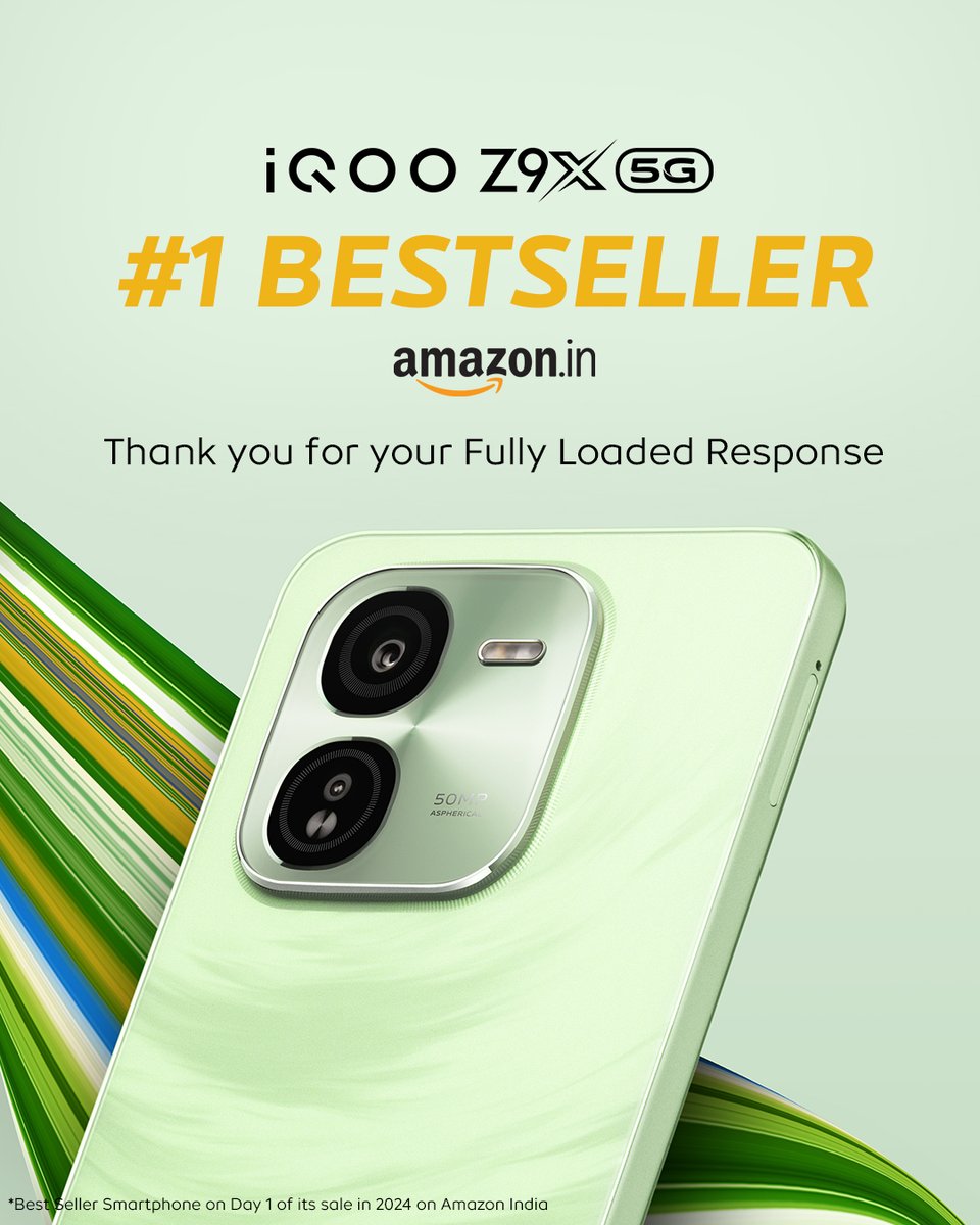 Thank you for the #FullyLoaded response and for making #iQOOZ9x #1 Bestseller on @amazonIN! 🎉 Let’s keep this energy going! Buy Now: bit.ly/3wmJjIi #iQOO #iQOOZ9x #FullDayFullyLoaded