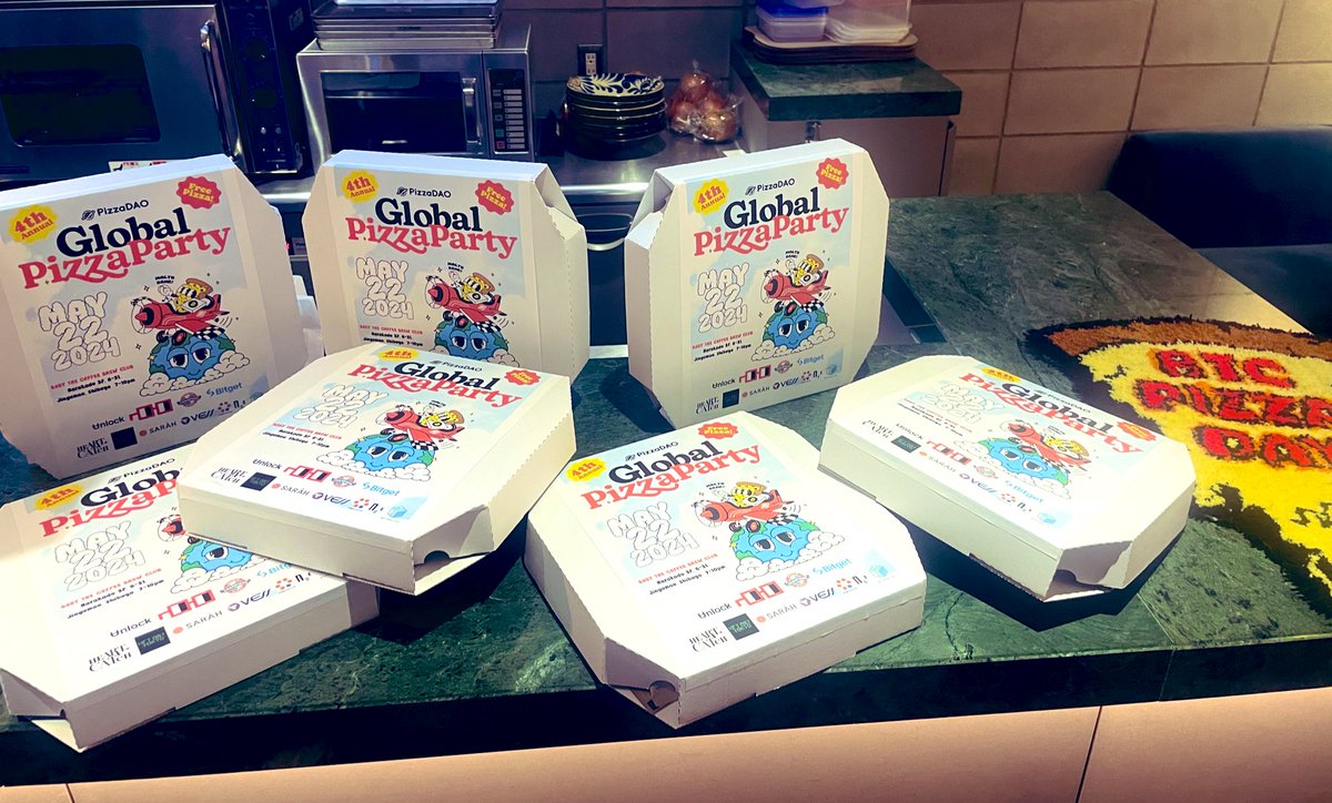 eltociear's tweet image. Global pizza day 
 #PizzaDAO #Bitget #Sarah #Bitcoin