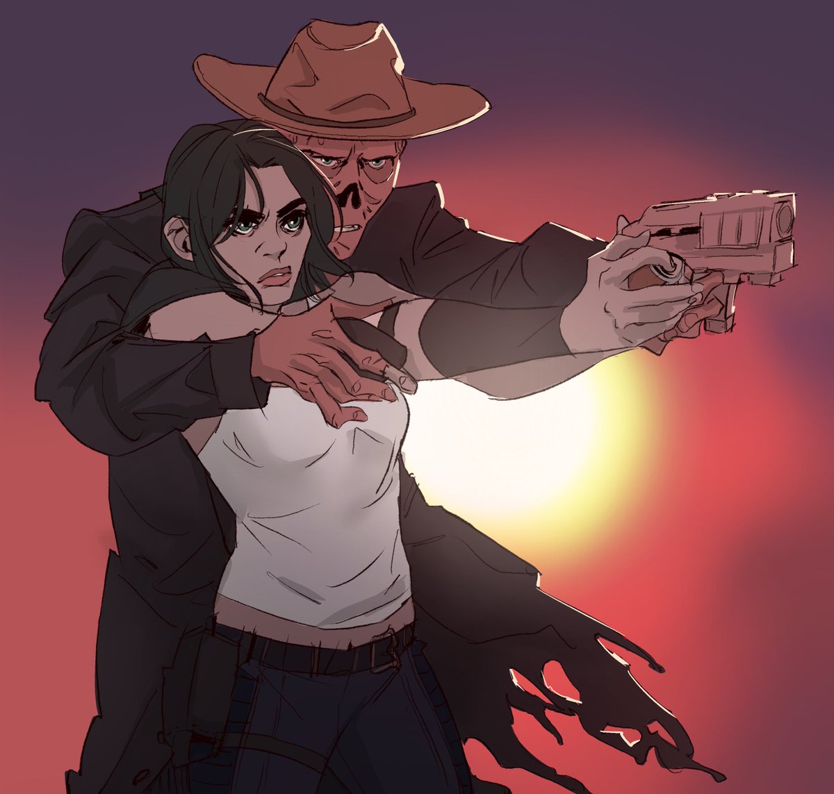 Ghoulcy Week day 3: target practice! 🔫🎯

The first thing you learn about Lucy at the meeting in the Vaul is that she's not a good shooter. So Cooper takes care of that. ❤️

#ghoulcy #GhoulcyWeek #vaultghoul #fallout #Fanart #lucymaclean #cooperhoward #theghoul