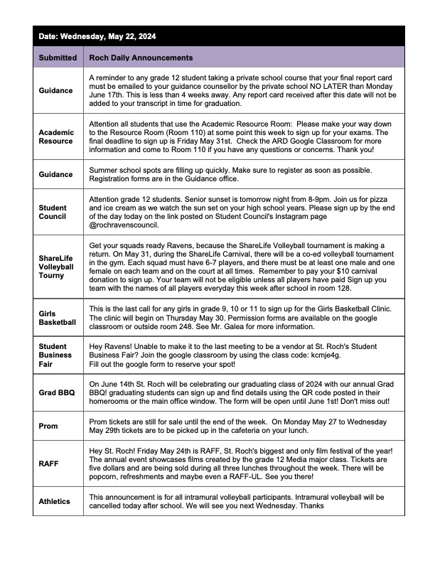 St. ROCH Daily Announcements tweet media