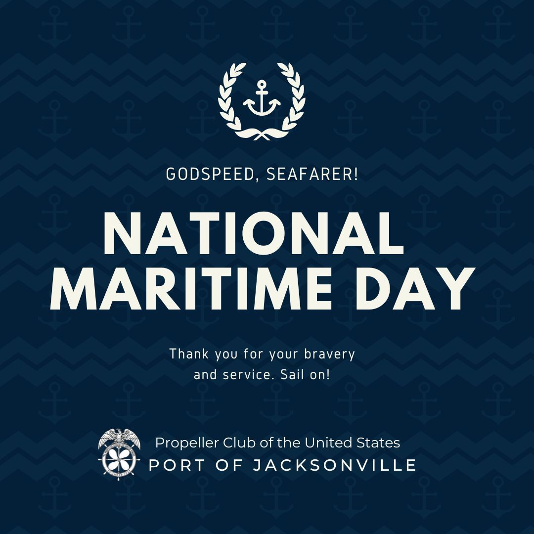 Happy National Maritime Day! On May 22, 1819, an American steamship set sail from SAV on the first ever transoceanic voyage under steam power. Join #PropClubJax as we pause to to honor those mariners who keep cargo flowing around the globe and those we have lost at sea.