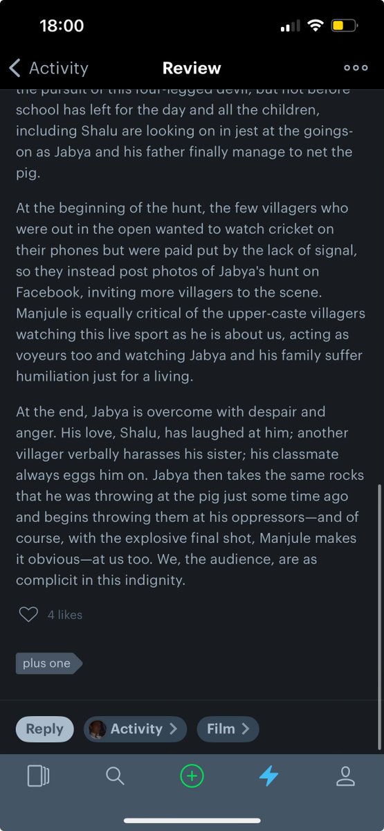 someone went and liked my review of Fandry on @letterboxd and I had forgotten I’d just described the final act of this great film in detail in my review. astounding film, astounding ending some days the film is so good, the writing just flows easily spoilers of course
