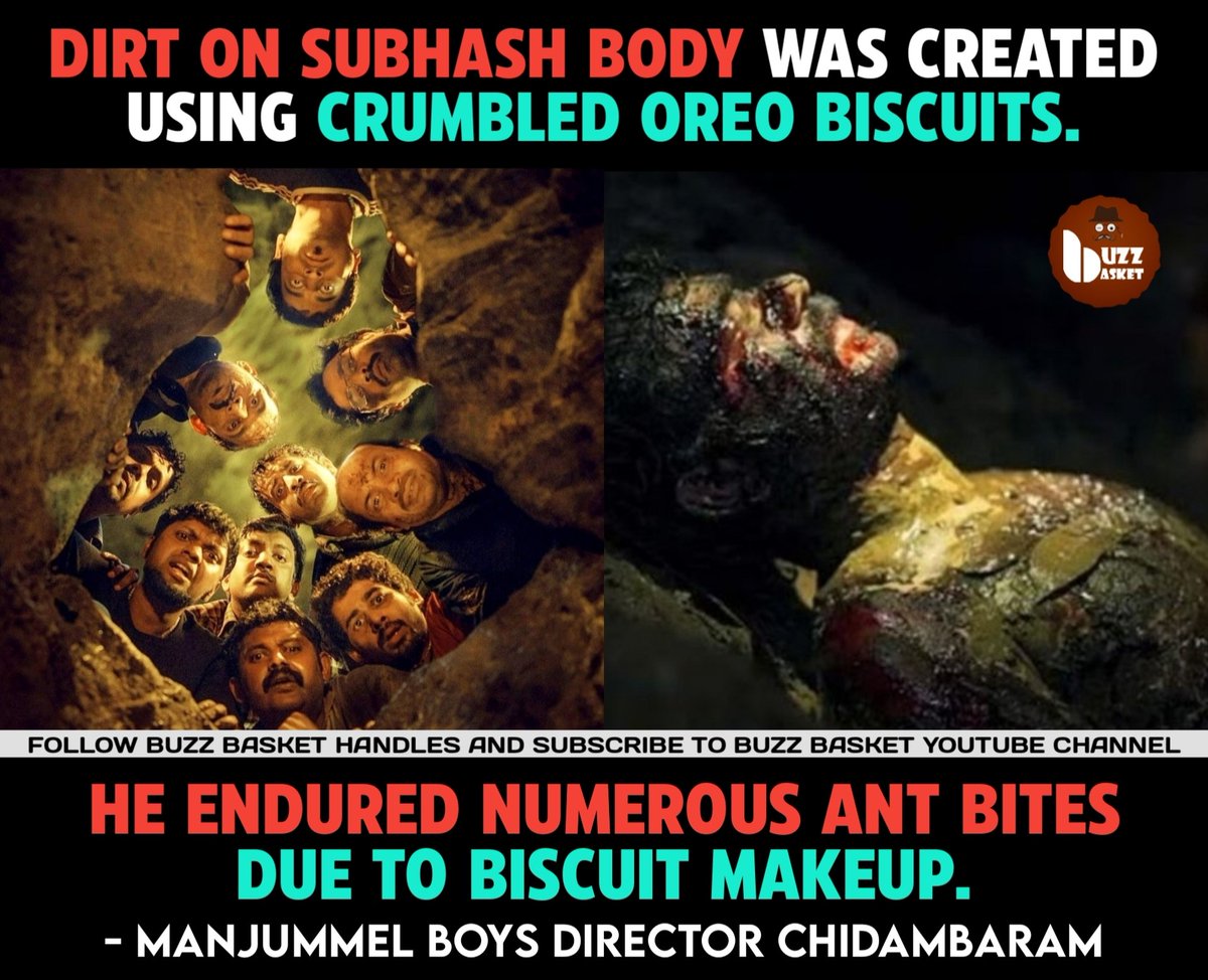 Dirt on subhash body was created using crumbled oreo biscuits - #ManjummelBoys Director #Chidambaram #SreenathBhasi #SoubinShahir #ManjummelrealBoys