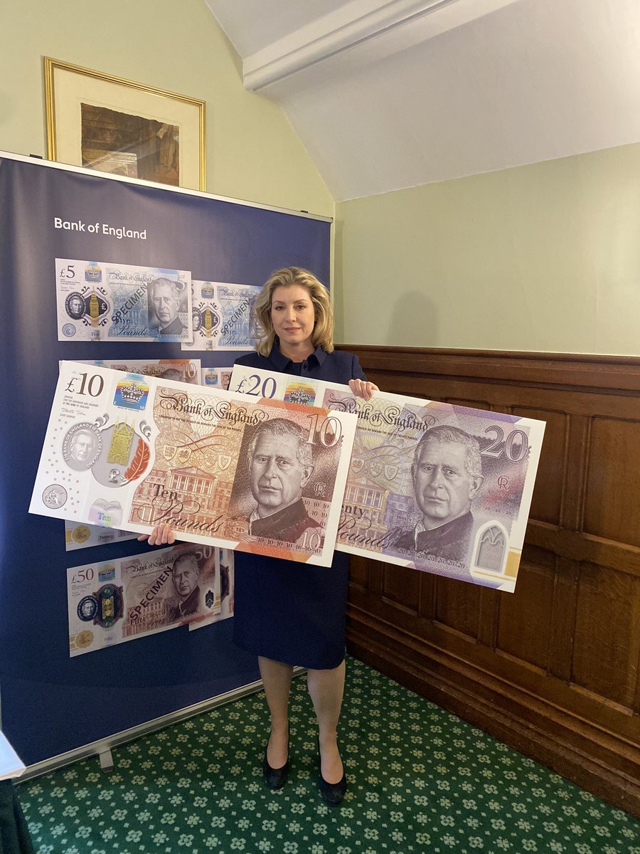 Met with @bankofengland today to view the first banknotes with HM The King’s portrait. The new notes will be introduced gradually to replace those that are worn.