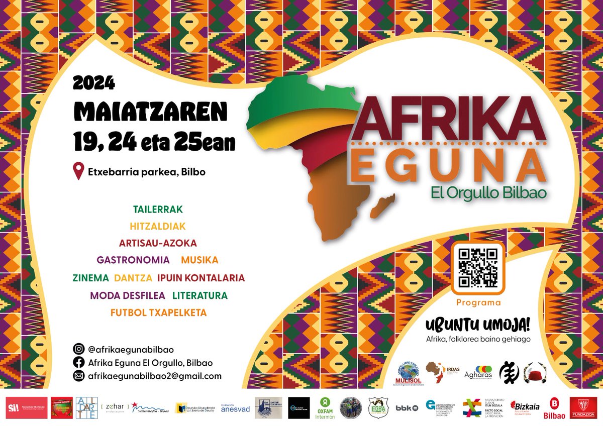 DerandeinFund's tweet photo. AFRIKA EGUNA

🔊Urtero bezala, datorren maiatzaren 25ean Afrikaren Eguna ospatuko dugu.

💡Hainbat ekitaldi antolatuko dira Euskadiko hiru lurraldeetan. Hona hemen afrikar erakunde batzuek Bilbon antolatutakoak. Hantxe egongo gara!
#afrikaeguna

https://t.co/hbXo6293kI https://t.co/JwJx9QrPzr