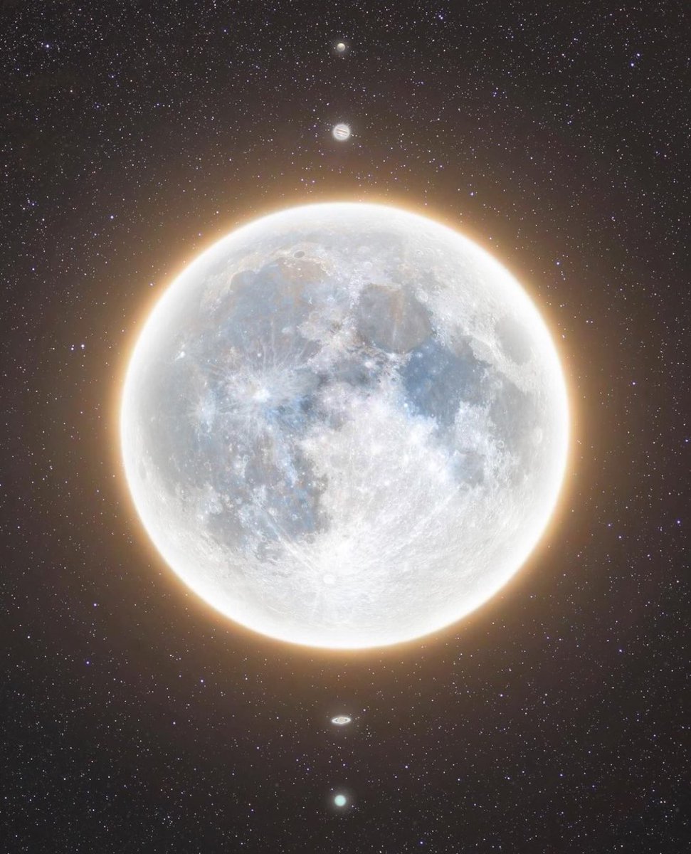 M1ONLOVER's tweet photo. Moon with Mercure, Mars, Jupiter, Saturn,  Uranus and Neptune. https://t.co/R789SvOA0q