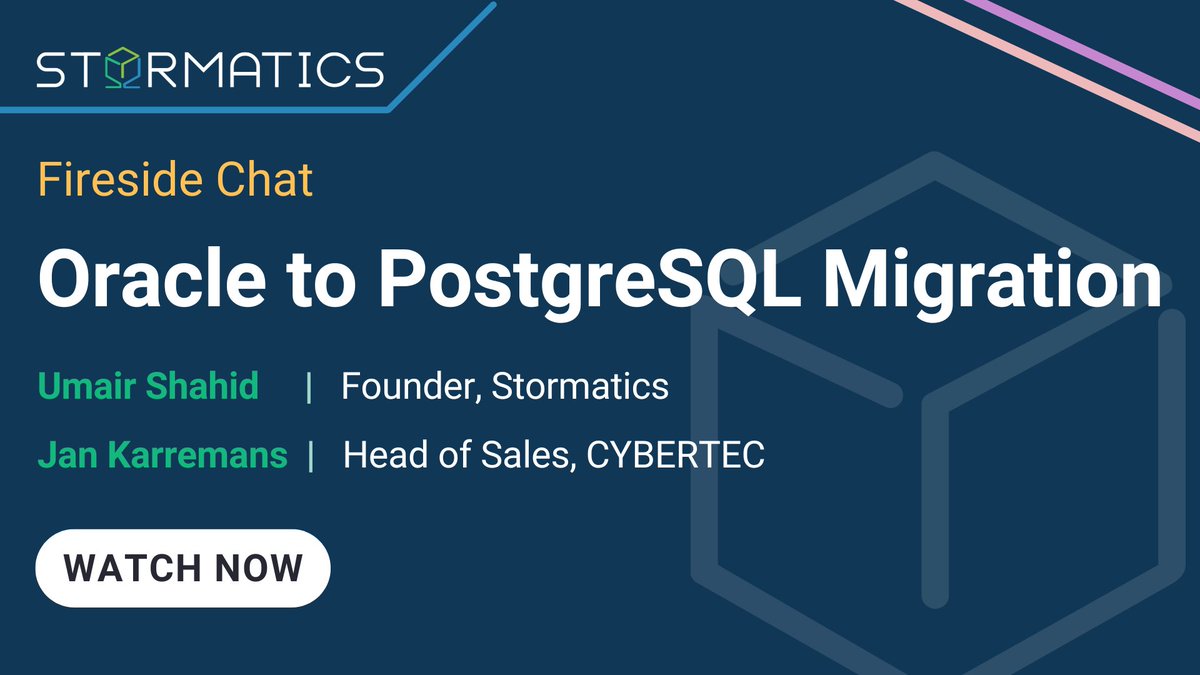 Stormatics (@stormaticstech) on Twitter photo Discover why organizations should consider migrating from #Oracle to #PostgreSQL with <a href="/pg_umair/">Umair Shahid</a>, Founder <a href="/StormaticsTech/">Stormatics</a> & <a href="/johnnyq72/">Jan Karremans</a>, Head of Sales, CYBERTEC (<a href="/PostgresSupport/">CYBERTEC PostgreSQL Services and Support</a>).🚀
Watch this discussion for valuable insights & practical migration steps: hubs.ly/Q02y3XwM0 Discover why organizations should consider migrating from #Oracle to #PostgreSQL with <a href="/pg_umair/">Umair Shahid</a>, Founder <a href="/StormaticsTech/">Stormatics</a> & <a href="/johnnyq72/">Jan Karremans</a>, Head of Sales, CYBERTEC (<a href="/PostgresSupport/">CYBERTEC PostgreSQL Services and Support</a>).🚀
Watch this discussion for valuable insights & practical migration steps: hubs.ly/Q02y3XwM0