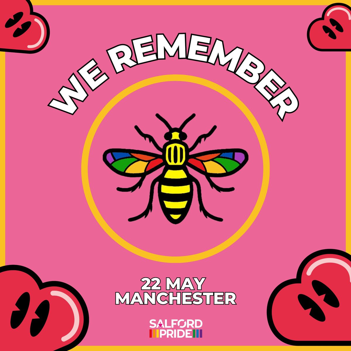 Today we remember and honour the 22 innocent lives tragically lost and those impacted by the tragic events that took place seven years ago 💛 Always remembered, never forgotten 🐝 

#WeStandTogether #ManchesterRemembers