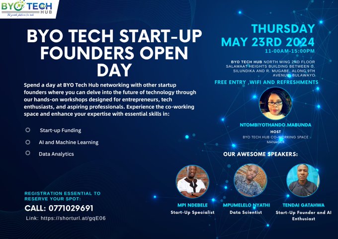 Calling all Startup Founders!  Unlock your potential at our FREE workshop, in the company of other startup founders.  

Register now: shorturl.at/gqE06 #StartUp 

#ByoTechHub #Oasis #PythonByo