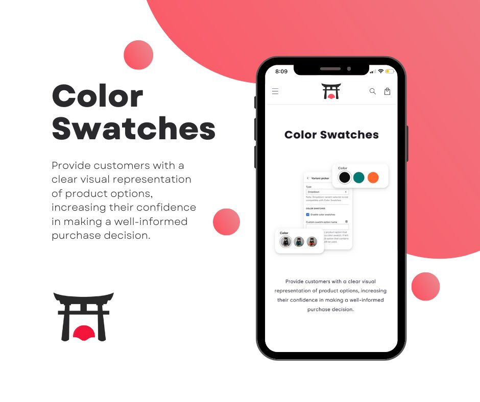 ⛩️ Shrine stands out of the competition by offering up to 70+ premium features, including our “Color Swatches” feature. 
Explore all features on our website!