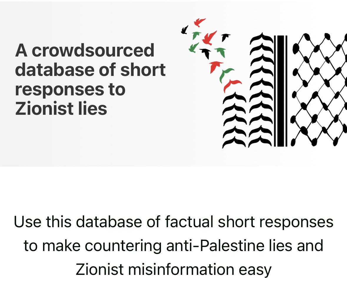 A crowdsourced database of short responses to Zionist lies. palianswers.com