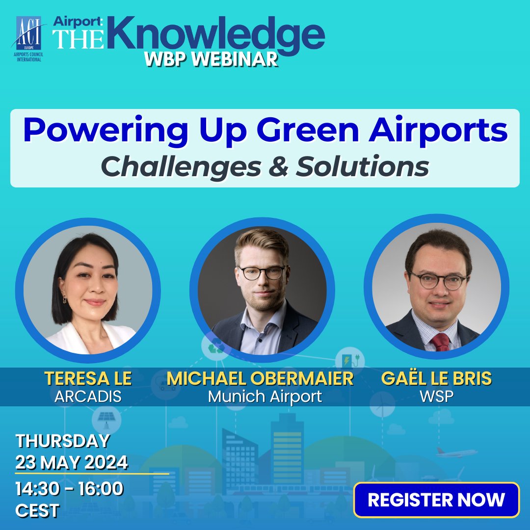 Join us tomorrow for our exclusive Airport: The Knowledge WBP Webinar 'Powering Up Green Airports: Challenges & Solutions'! | 23 May 2024 | 14:30 – 16:00 CEST | Alexandros Ouzounopoulos, Sustainability Manager at ACI EUROPE, will be joined for the session by Teresa Le from