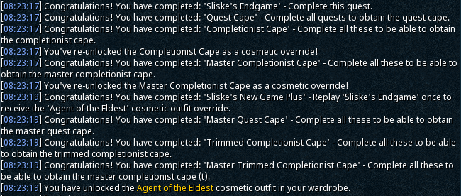 Gamebugio's tweet image. Max xp ✅
IFB ✅
Insane Reaper ✅
Ultimate Slayer ✅
Completionist ✅
Trimmed Completionist... DONE! ✅
Runescape ✅⁉️
