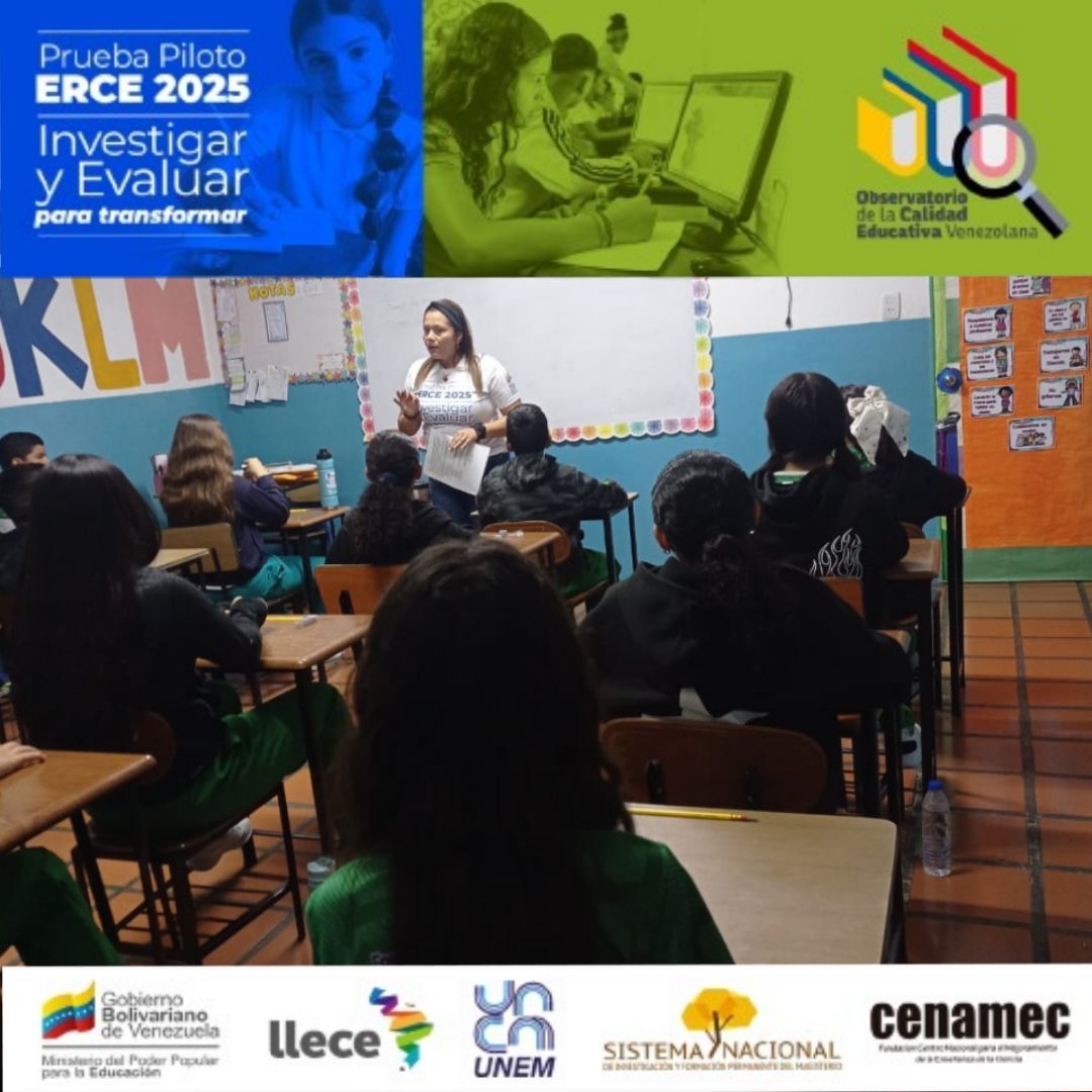 cdcelara's tweet photo. ¡Seguimos en la #RutaLLECE!

Desde el Colegio Independencia nuestros niños y niñas participan en la Prueba Piloto ERCE para evaluar los avances educativos.

Esta prueba se aplica en cumplimiento del ODS4 de la agenda 2030.

@NicolasMaduro
@MPPEDUCACION
#PuebloMaduroPaLasQueSea https://t.co/6ckA3f4Msv