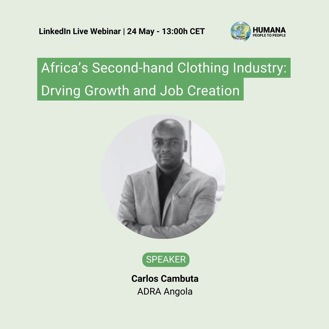 HumanaHPP's tweet image. Find out about the speakers of our upcoming webinar on the economic benefits of the second-hand clothes trade in Africa. We will have a stimulating discussion &amp;amp; unveil compelling evidence that positions the #SecondhandClothes trade as a crucial engine of #JobCreation