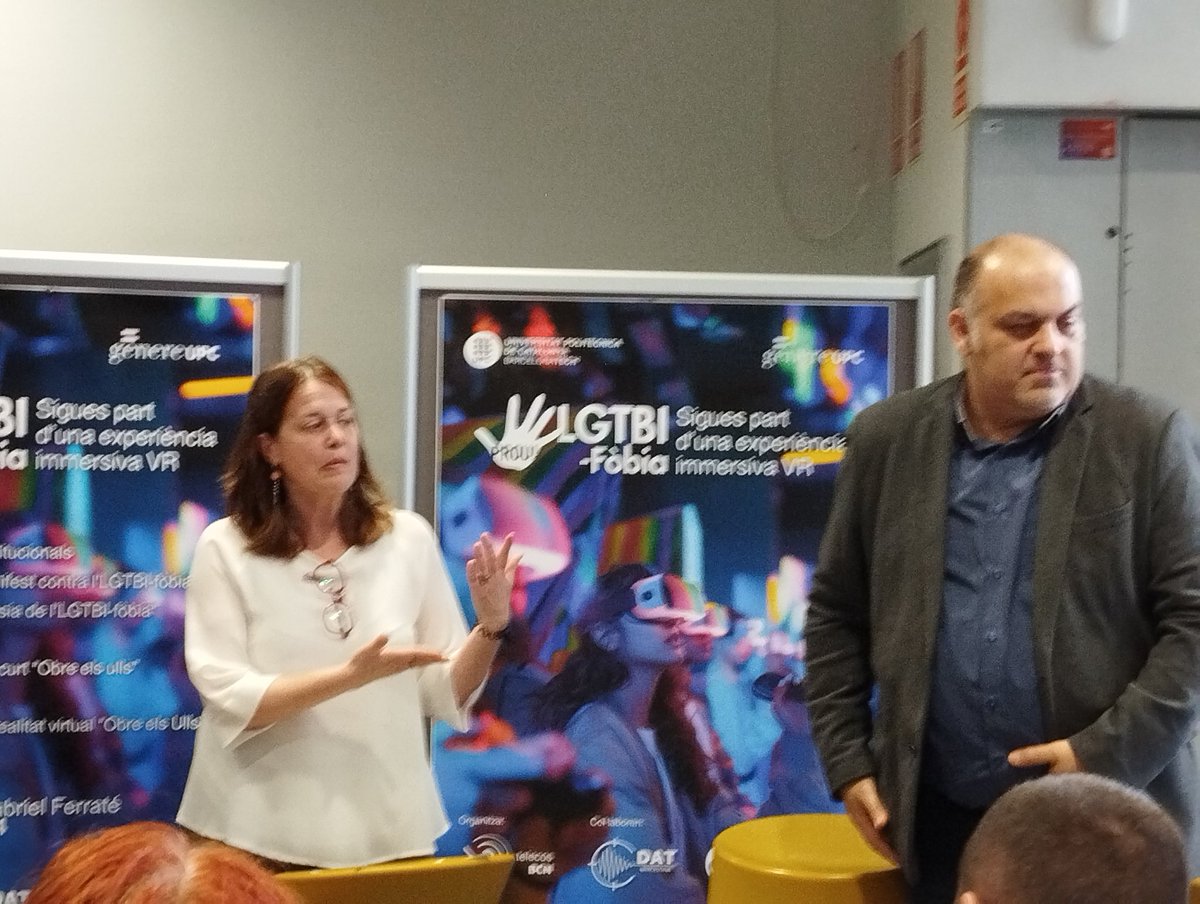 JosepPegueroles's tweet photo. Enguany a @la_UPC celebrem el dia contra la LGTBfòbia a @UPCTelecos, amb una xerrada de Jordi Petit, taula rodona i presentació d'una experiència immersiva de VR amb @SeedsXR i protagonitzada per estudiants UPC. #LaNormalitatÉsLaDiversitat https://t.co/CiV0KYYNTG