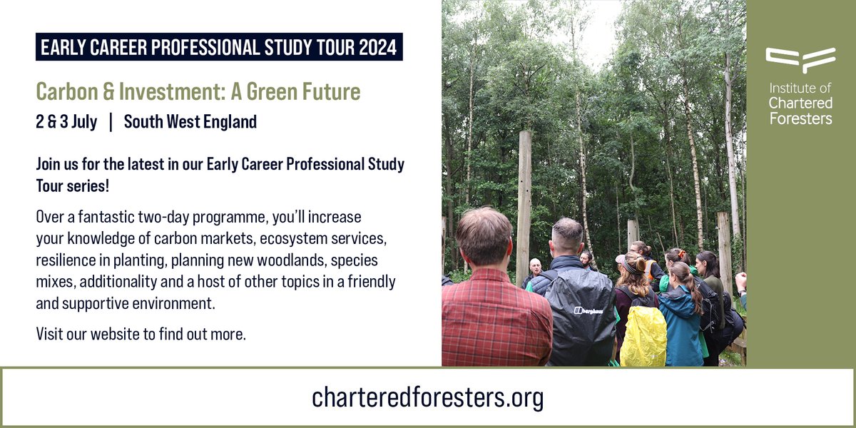 Join us on this year’s Early Career Professional Study Tour for an opportunity to meet and network with fellow early career professionals and gain invaluable continued professional development – bit.ly/4brf6a9 #forestry #ECPST2024 📍South West England 🗓️2 & 3 July