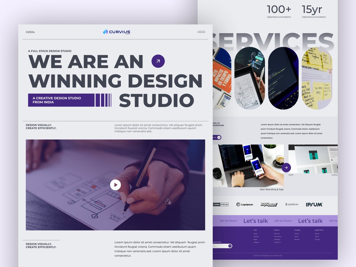 🎨 Day 3 of #90DaysUIChallenge! Unveiled a sleek landing page for a design studio, blending aesthetics with functionality. From captivating headlines to seamless navigation, every element invites exploration. Ready to elevate brands with bold design! #DailyUI #LandingPage