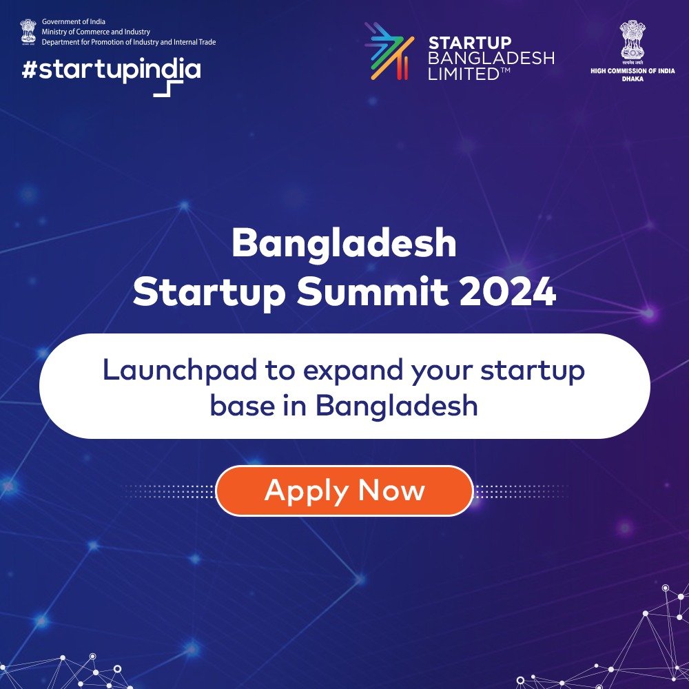 #StartupIndia is thrilled to invite applications from promising startups to become part of the India Delegation at Bangladesh Startup Summit 2024. To apply, please submit your application through: bit.ly/3wS492n Last Date for Application: 27th May 2024 #DPIIT