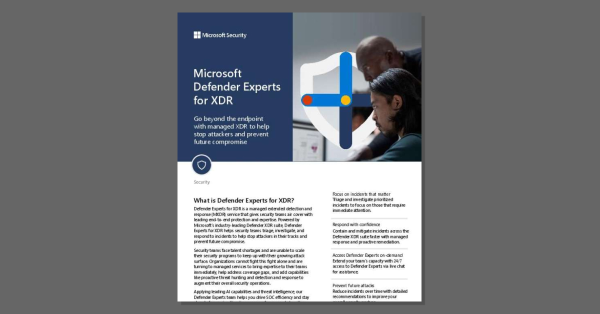 Defender Experts for XDR supports your security team with 24/7 access to @Microsoft Defender Experts via live chat plus, of course Microsoft's Defender XDR suite. Get this datasheet for more information. 👇 stuf.in/be4f0c