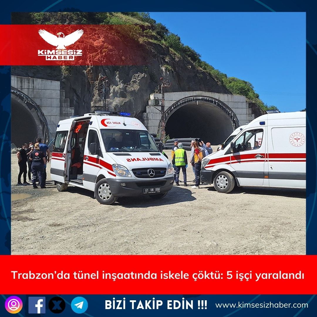 Trabzon’un Ortahisar ilçesinde tünel inşaatı sırasında yaşanan iskele göçüğü nedeniyle ilk belirlemelere göre 5 işçi yaralandı.
Alınan bilgiye göre, saat 14.20 sıralarında Deliklitaş mevkiindeki Hurdacılar Sitesi karşısında yürütülen tünel inşaatı çalışması sırasında bilinmeyen
