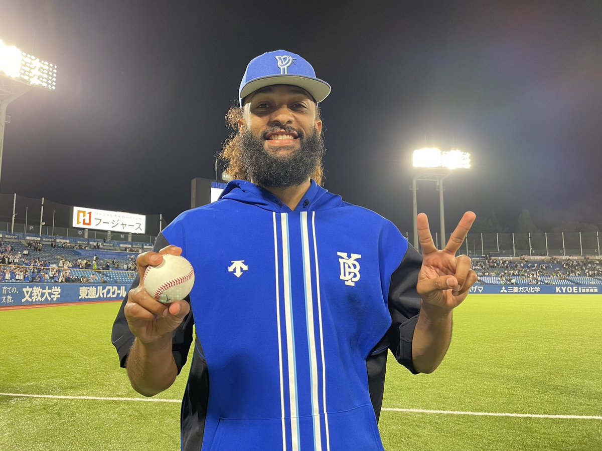 ⚾Today's Hero✌ #ジャクソン 選手 #6回1失点で2勝目 #試合後フォト #baystars