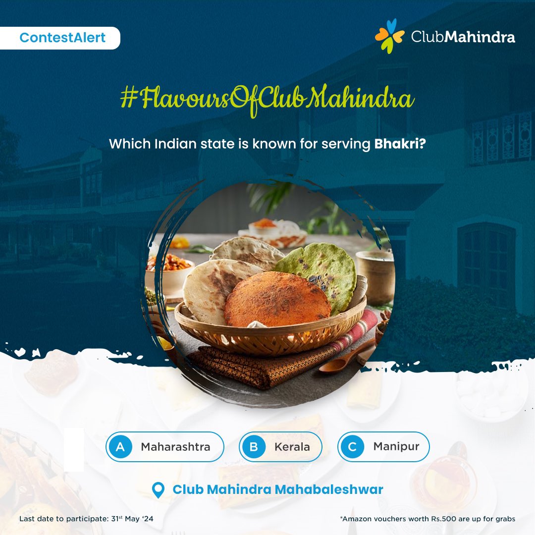 #ContestAlert 6 of 15 Participate in all #FlavoursOfClubMahindra contest posts & win.​ STEPS 1) Commenting using #FlavoursOfClubMahindra & tagging 4 friends and @clubmahindra is mandatory​​ 2)Participate in all 15 contest posts Winners get Amazon vouchers worth INR 500 each.