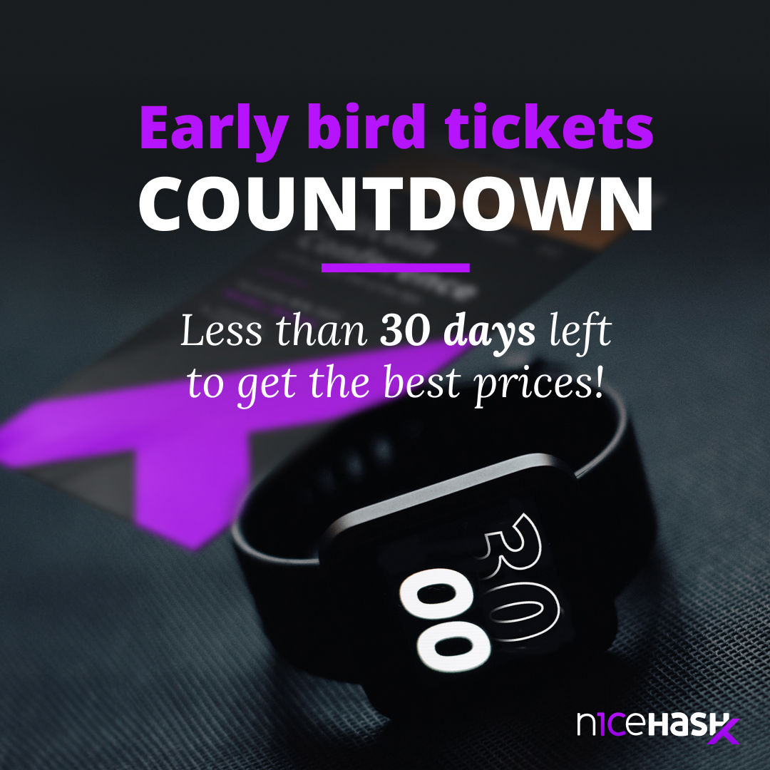 NiceHash_X's tweet photo. Do you feel it? Time is passing by, second after second and we cannot stop it. What we can do is to take advantage and make the most of it! ⏳💪

Now it's the perfect time to get your ticket for NiceHash's #Bitcoin Conference in #Slovenia! 

Early bird tickets are available but they are flying away! 🐦

Less then 30 days left till the prices are going up - don't miss the opportunity to join us for this epic event!

https://t.co/G03e8DE3B1