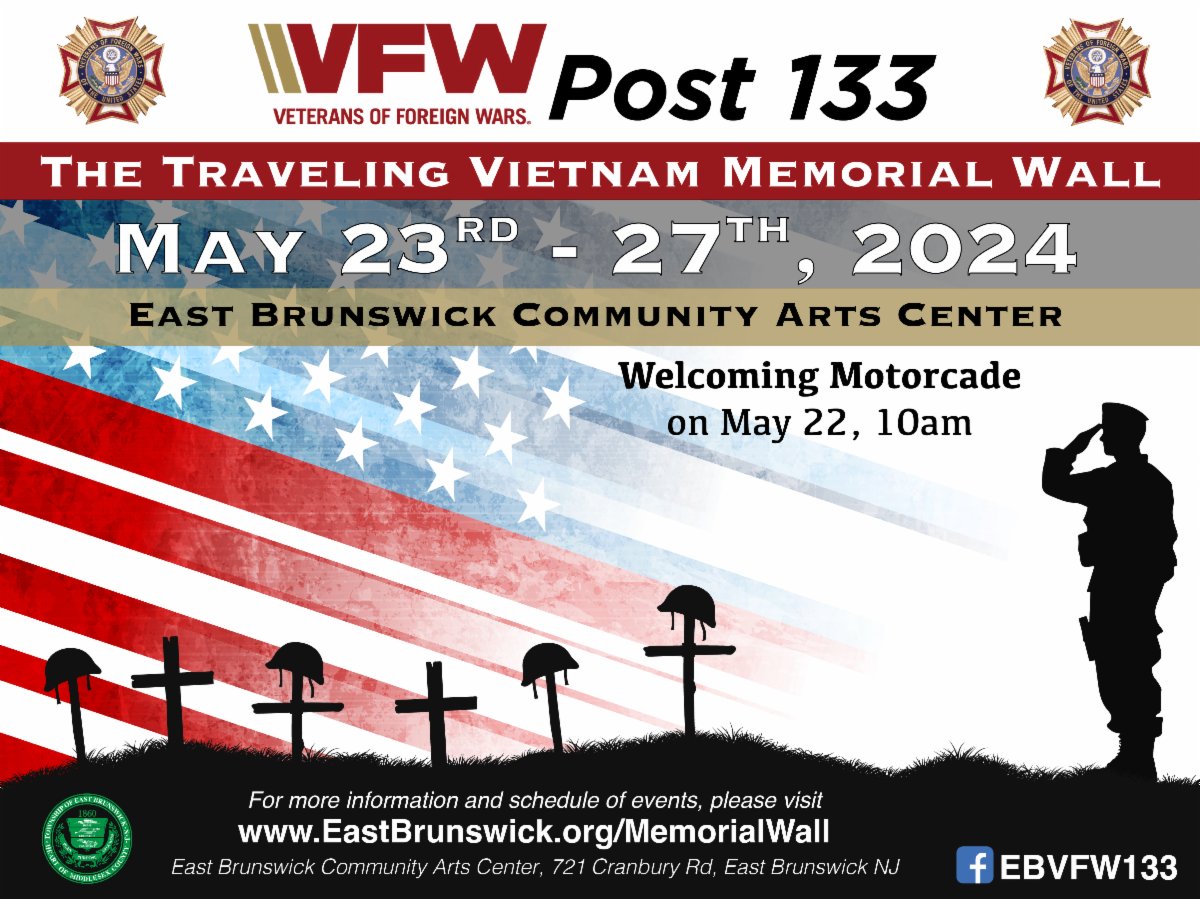 PWAYNJ's tweet image. Starting tomorrow @AVTT will be on display in East Brunswick and it includes the name of Jeffrey R. Byrne, a #Piscataway-raised 19-year-old who grew up in the Lake Nelson neighborhood and died serving in Vietnam.

For more info: eastbrunswick.org/memorialwall