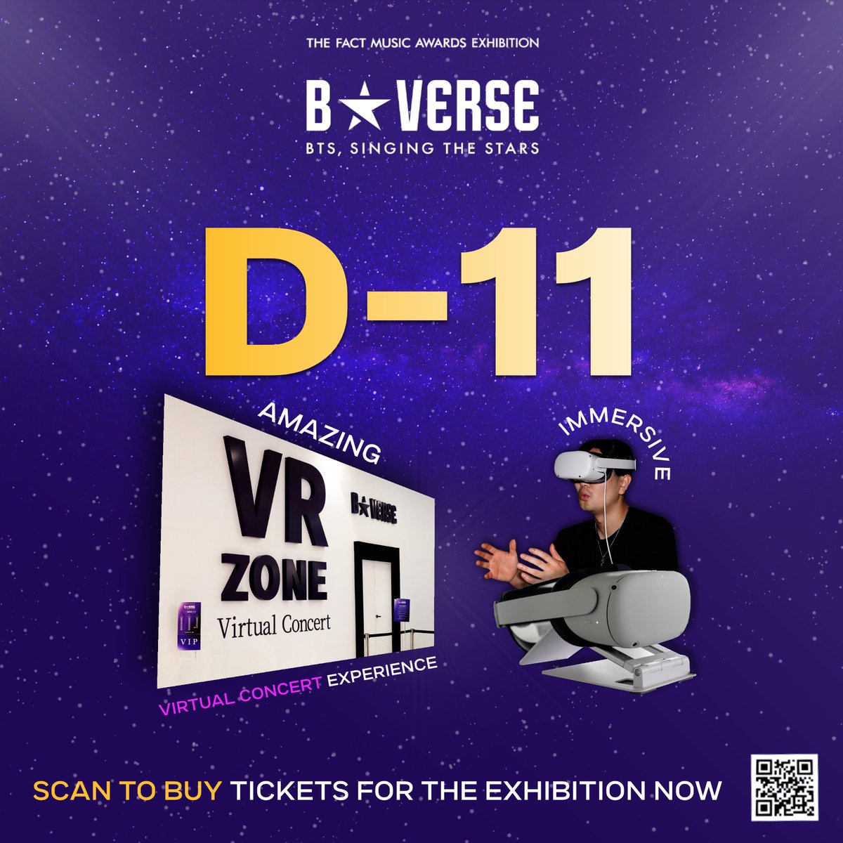 นับถอยหลังอีก 11 วัน กับงาน B★VERSE..
มาส่าเสียงกรี๊ดให้กับ 7 หนุ่ม BTS แบบระยะประชิด และอาจเสียน้ำกลับไป ใครอยากรู้ถึงความรู้สึกนั้นต้องรีบมาแล้วนะ

ซื้อบัตรได้ที่ : thaiticketmajor.com
หรือสแกนคิวอาร์โค้ดที่ภาพได้เลย

💜

#BTS 
#BSTARVERSE 
#BSTARVERSETHAILAND