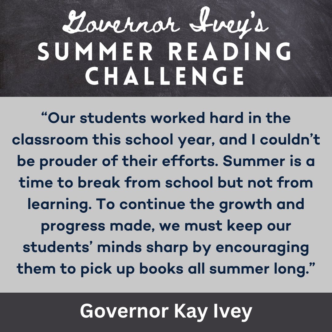 Yesterday @GovernorKayIvey invited Alabama students to join her for her Summer Reading Challenge, encouraging children to include reading in their summer activities. Learn more about the program at: governor.alabama.gov/newsroom/2024/…