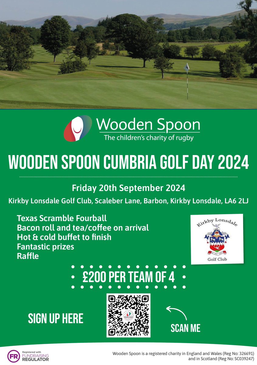 The date is set for our annual golf day at Kirkby Lonsdale Golf Day. Book your team now to avoid missing out. ⛳️ 
buytickets.at/woodenspoonsoc…