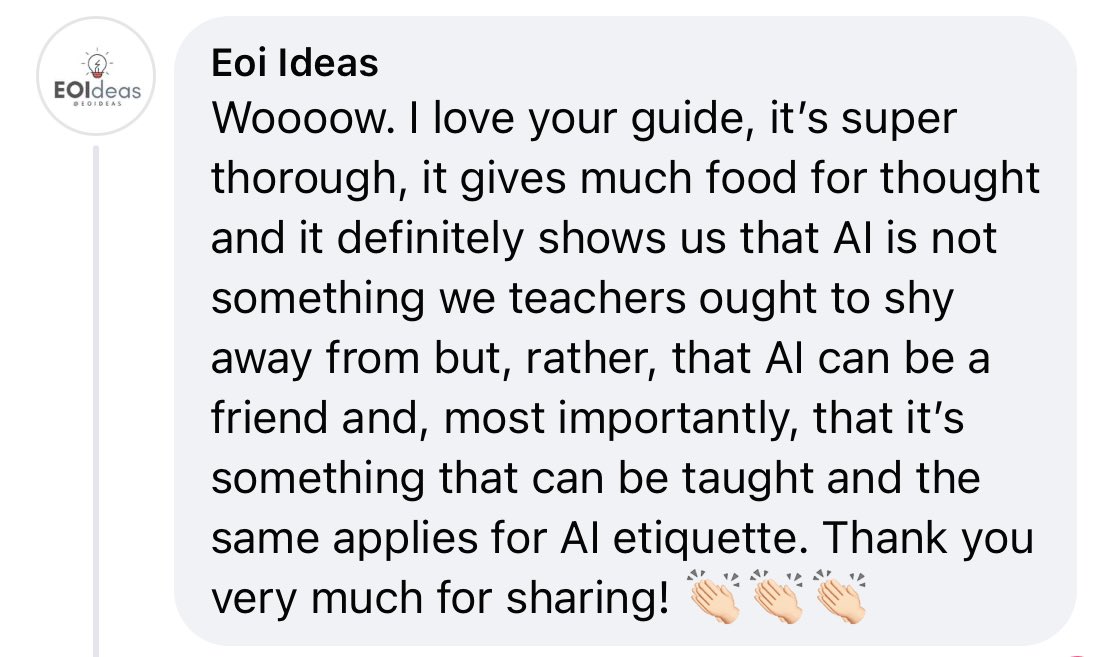 peateedee's tweet photo. Wonderful feedback to receive about my โAI prompts for studentsโ resource (link in reply). I love that itโs inspiring people to ask different questions about how the technology could be used appropriately in education ๐
#AI #AIinEducation #LoveFE #AmplifyFE #EdTechUK https://t.co/lDmoZwjRhU