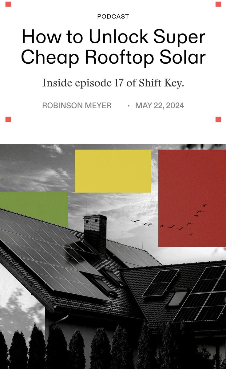 How do we make rooftop solar cheap in America? Here, it costs ~$4/watt to install a rooftop PV system, four times as much as a similar system in Australia today! On today's Shift Key, we talk to @MaryGPowell, CEO of @Sunrun, about how to unlock rooftop solar's full potential.