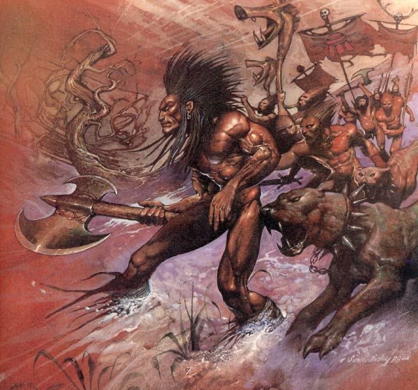 Sláine, rendered here by Simon Bisley. Possibly the only barbarian that could give Conan a run for his loot #comics #SwordAndSorcery