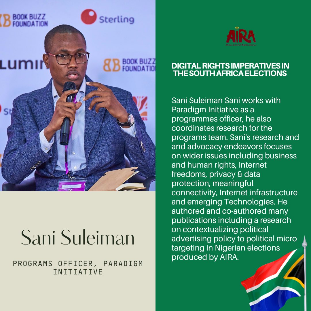 🥁Meet our Panel of Experts: AIRA Talks on Digital Rights Imperatives in the2024 South Africa Elections Register Now: bit.ly/AIRATalksSAEle…