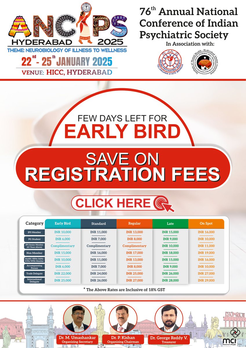 Don't miss out! Save big on registration with Early Bird Discount while registering for ANCIPS 2025, Hyderabad. 

Hurry Up! Take advantage of this limited-time offer. 
Register Now!

#ancips #Ancips2025