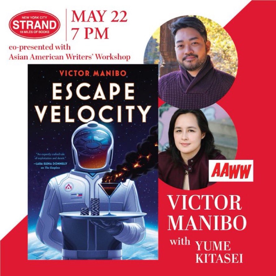 💥TONIGHT in NYC💥 Join me and Yume Kitasei for the ESCAPE VELOCITY launch event at the Rare Book Room of @strandbookstore, in partnership w/ @aaww. Details in 🧵