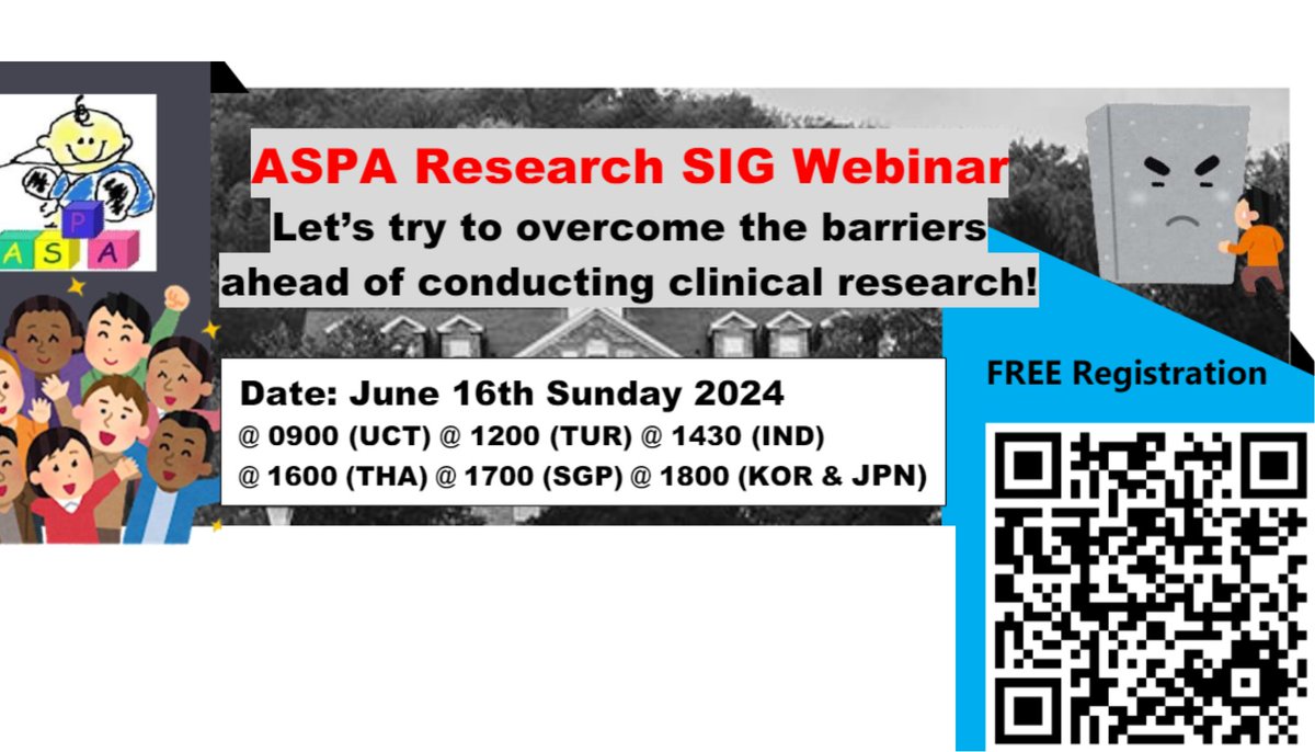 Join this free #ASPA research Webinar! #PaediatricAnaesthesia 'Let's try to overcome the barriers ahead of conducting #clinicalresearch!' 16 June 2024 More information and register >>> ow.ly/n1qe50RQMg8