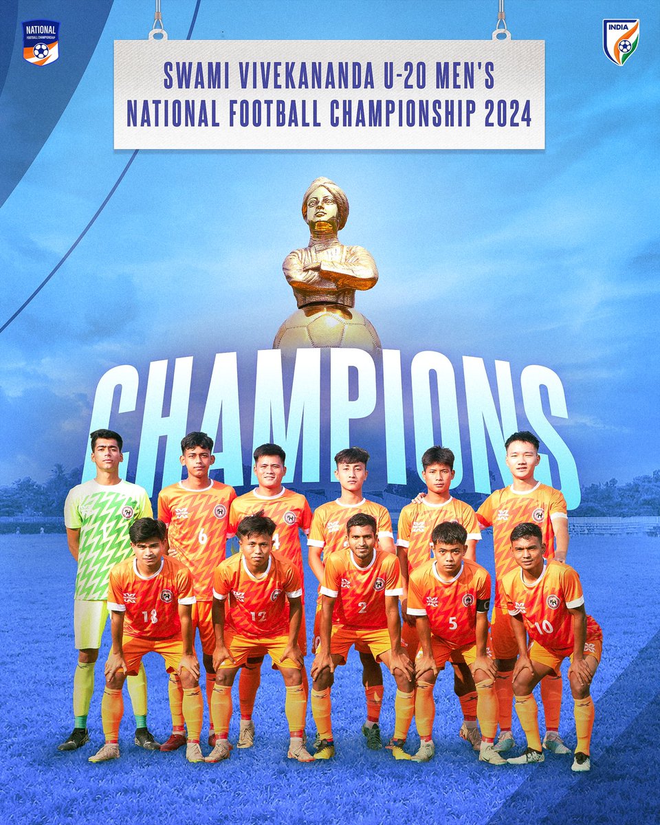 𝐂𝐇𝐀𝐌𝐏𝐈𝐎𝐍𝐒 𝐎𝐅 𝐔-𝟐𝟎 𝐌𝐞𝐧’𝐬 𝐍𝐅𝐂 🏆 Delhi crowned as the inaugural champions of the Swami Vivekananda U20 Men's NFC after a dominating campaign! #IndianFootball ⚽️