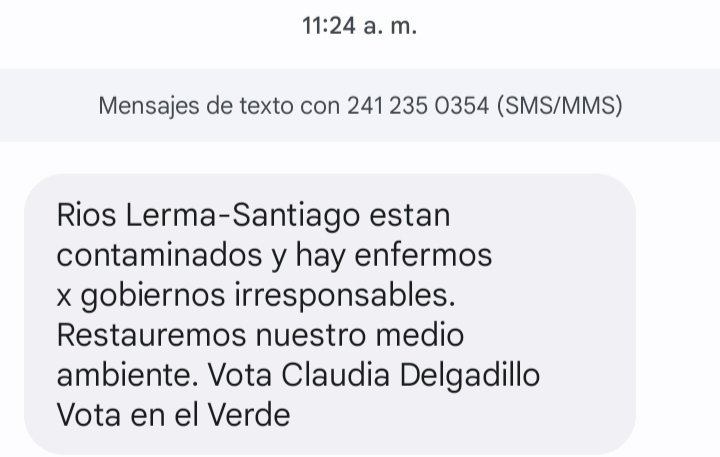 RuvalAndrea's tweet photo. No solo tenemos que aguantar publicidad de campaña en televisión, radio, redes sociales... ahora te mandan mensajes privados a tu celular. @INEMexico ojo ahí con los datos privados de los ciudadanos. @ClaudDelgadillo así menos chance tienes @partidoverdemex @PartidoMorenaMx https://t.co/lSTvE7a8KJ