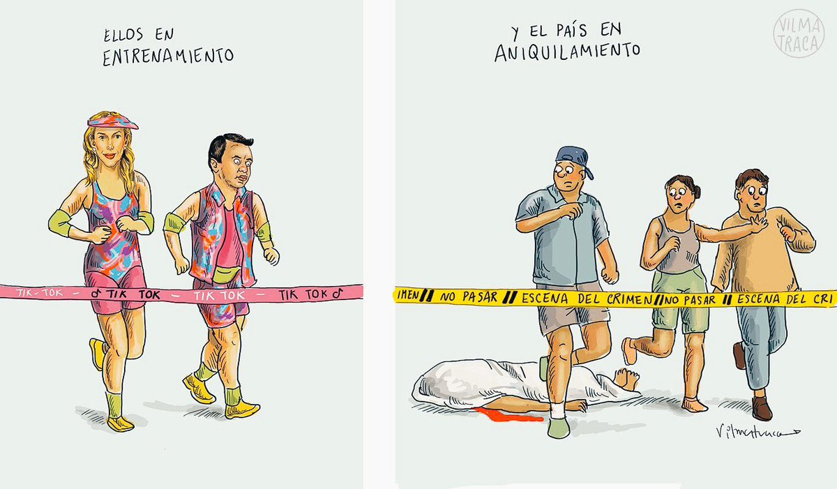 El trote en un país lleno de crímenes, la caricatura de la política de @vilmavargasva: