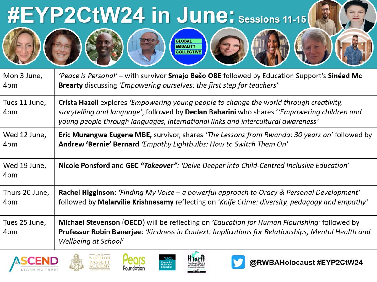 10/20 #EYP2CtW24 sessions complete & 2,654+ teacher engagements, from 28 countries/int'l territories!
We take a half term break now. 
Conference series resumes 3rd June... feat. @SmajoBeso @McBreartySinead & more.
FREE sign up: forms.office.com/r/e6pUfg32Bm RT @PeteHJ @paulday30