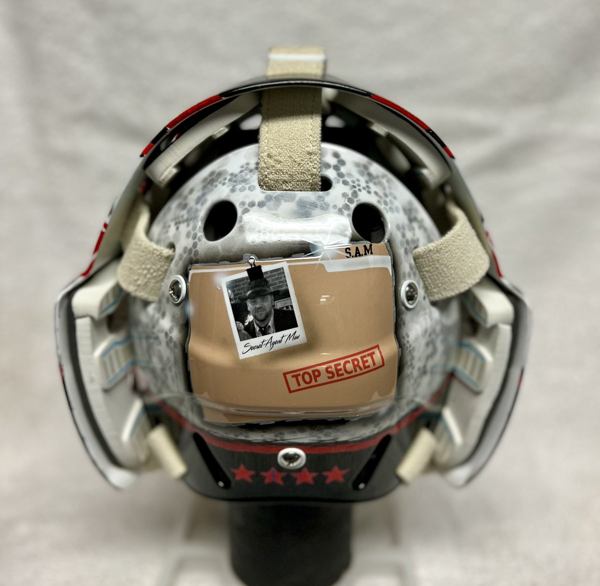 Ready for beer league action is <a href="/SecretAgentMav/">C. A. Böhm</a> <a href="/OmahaRedArmy/">The Red Army</a> themed mask. Been talking with Chris for awhile about doing a mask, fun to finally get it done. Have fun man!!!! #NoWhiteBuckets #HHdFamily