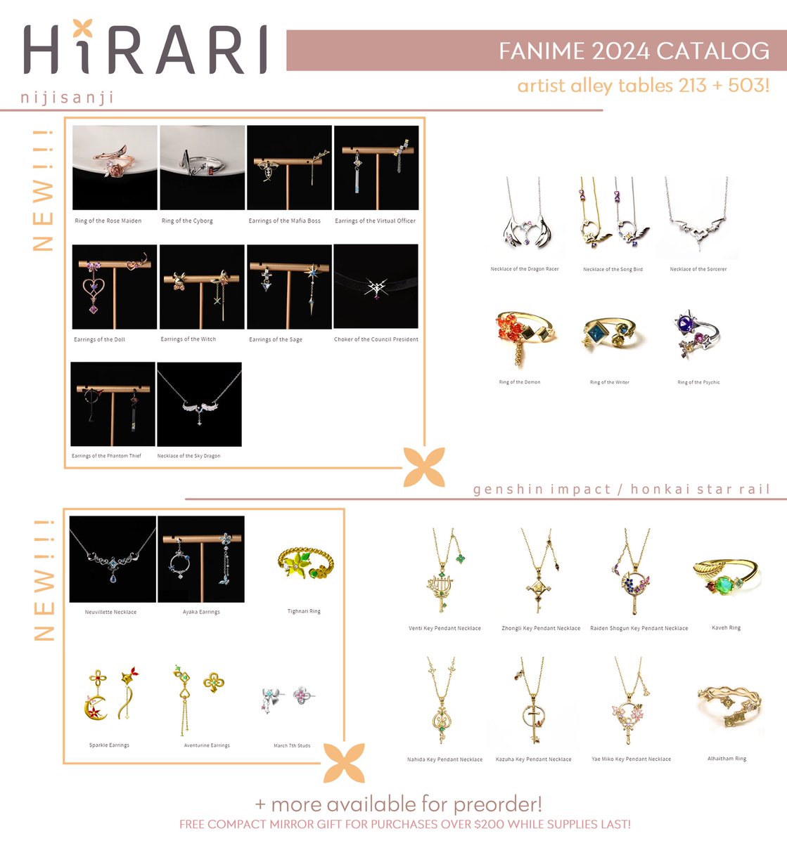 HirariShop's tweet photo. hello!! we will be at fanime artist alley this weekend, please check out our fanime catalog below!

both tables 213 and 503 will carry stocks with different freebies of our mascots ✨ https://t.co/3YauHJ3oSy