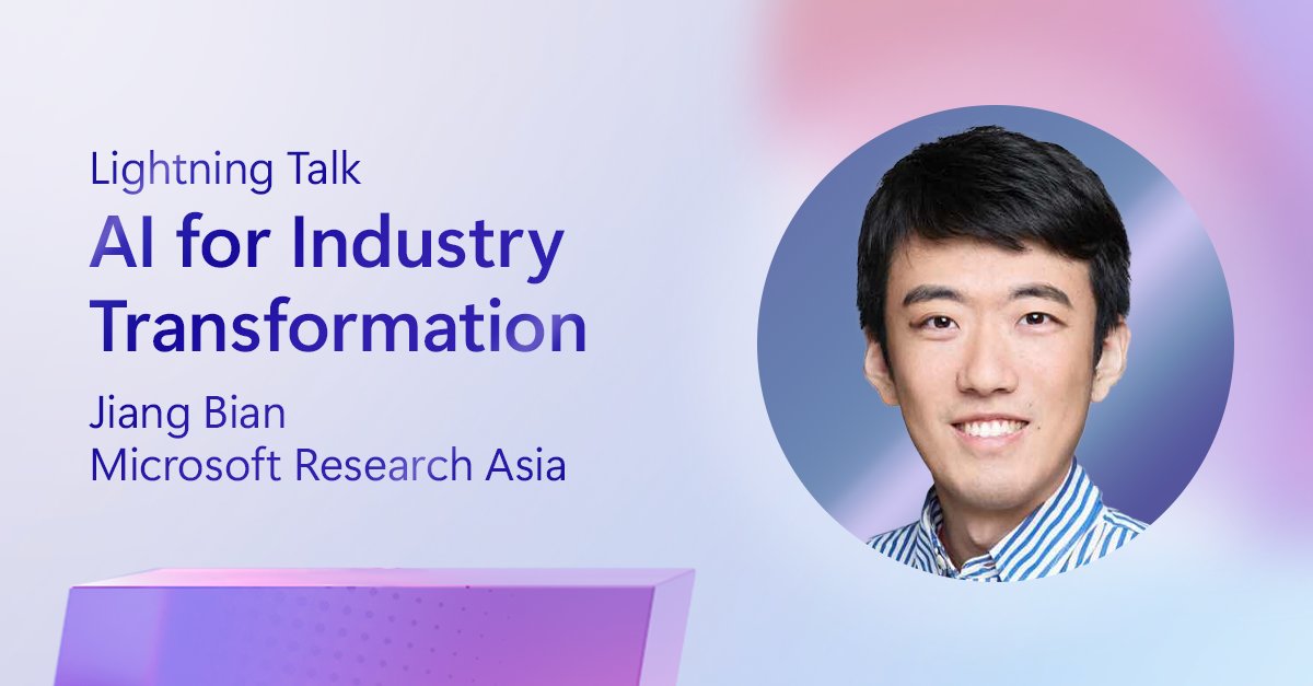 Join Jiang Bian at Research Forum on June 4 for his talk on how generative AI transforms industries by bridging gaps between AI capabilities and sector needs, and for a showcase on domain-specific foundation models and versatile AI agents. msft.it/6016YbPsA