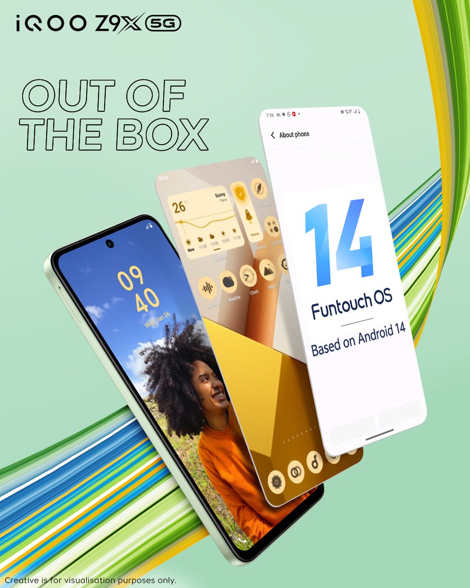 Experience the future with Funtouch OS14 based on Android 14, now on the #iQOOZ9x! 🚀 Enjoy seamless performance and stay #FullDayFullyLoaded with the latest features and enhancements. 📱✨ Available @amazonIN Buy Now: bit.ly/3wmJjIi #iQOO #iQOOZ9x #FullDayFullyLoaded